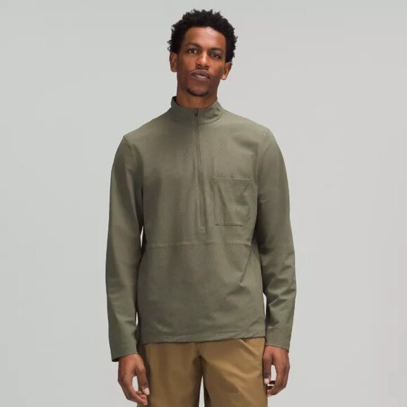 Lululemon Men's WovenAir Half-Zip - Dark Green - Picture 1 of 6